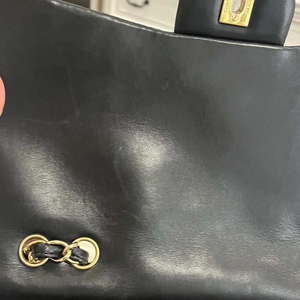 Chanel Black Quilted Shoulder Bag with Gold Accents